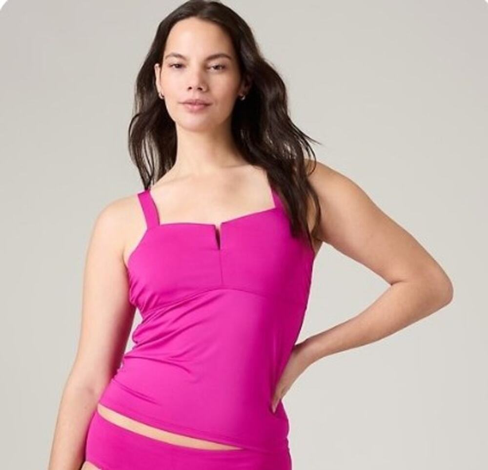 Athleta Square Neck V Bra Cup Tankini, Pink, 34B/C, NWT ($89)